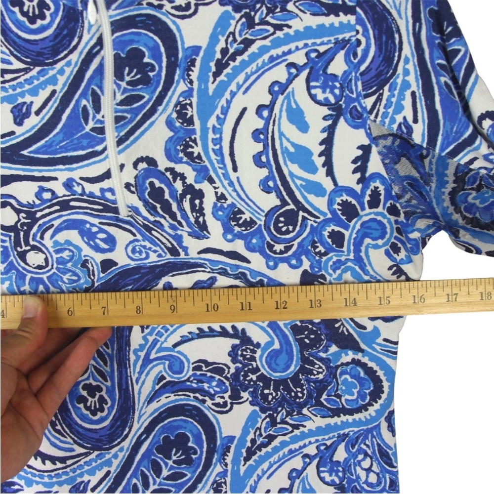 IBKUL UPF 50 Mock Neck Pullover Womens S Blue Paisley Golf Performance 1/4 Zip - Picture 11 of 12